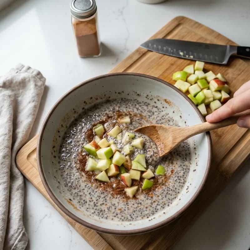 Step 2: Stir in half of the diced apple.