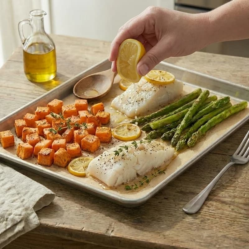 Step 7: Squeeze fresh lemon juice over everything before serving.