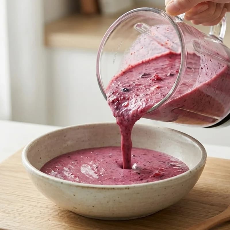 Step 3: Pour the thick smoothie into a bowl.