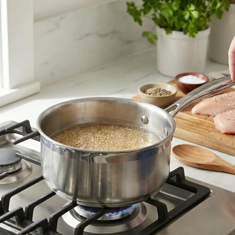 Step 2: Season chicken breast with salt, pepper, and half the minced