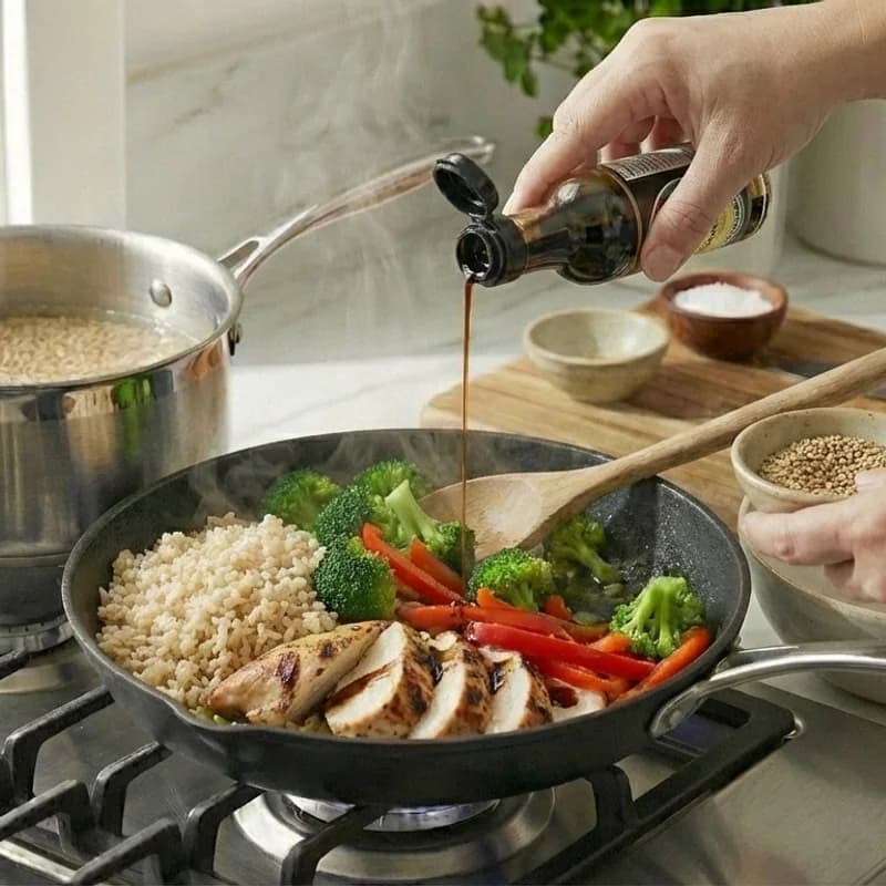 Step 8: Drizzle with soy sauce and sprinkle with sesame seeds. Serve