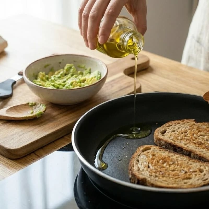 Step 3: Heat olive oil in a non-stick pan over medium heat.