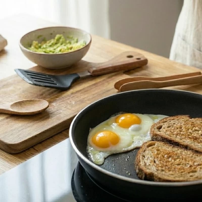 Step 4: Cook eggs to your preference - fried, poached, or scrambled.