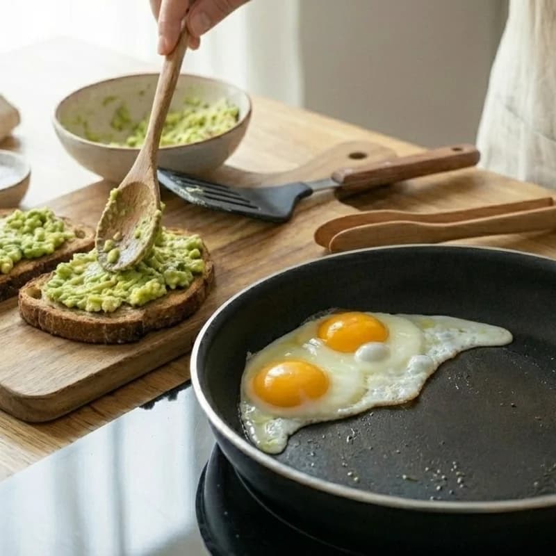 Step 5: Spread mashed avocado evenly on each slice of toast.