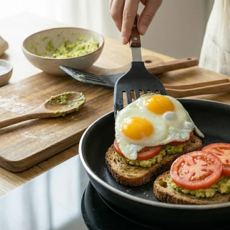 Step 6: Top with sliced tomatoes and cooked eggs.