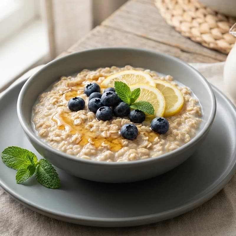 Lemon Blueberry Oatmeal - Bright, creamy stovetop oatmeal with fresh blueberries and a hint of lemon zest.