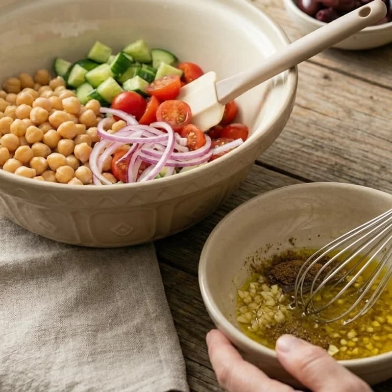 Step 2: In a small bowl, whisk together olive oil, lemon juice, minc