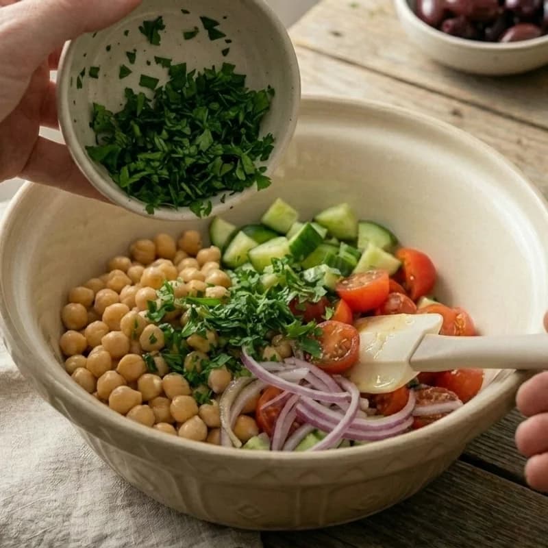 Step 4: Add fresh chopped parsley and toss again.