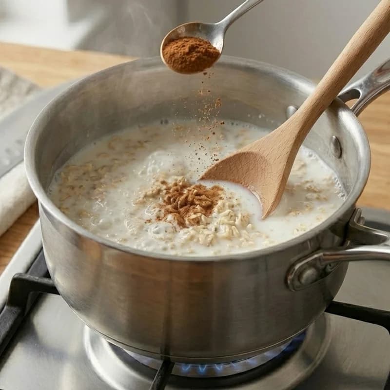 Step 3: Add cinnamon and cook for 5-7 minutes until oats are creamy 