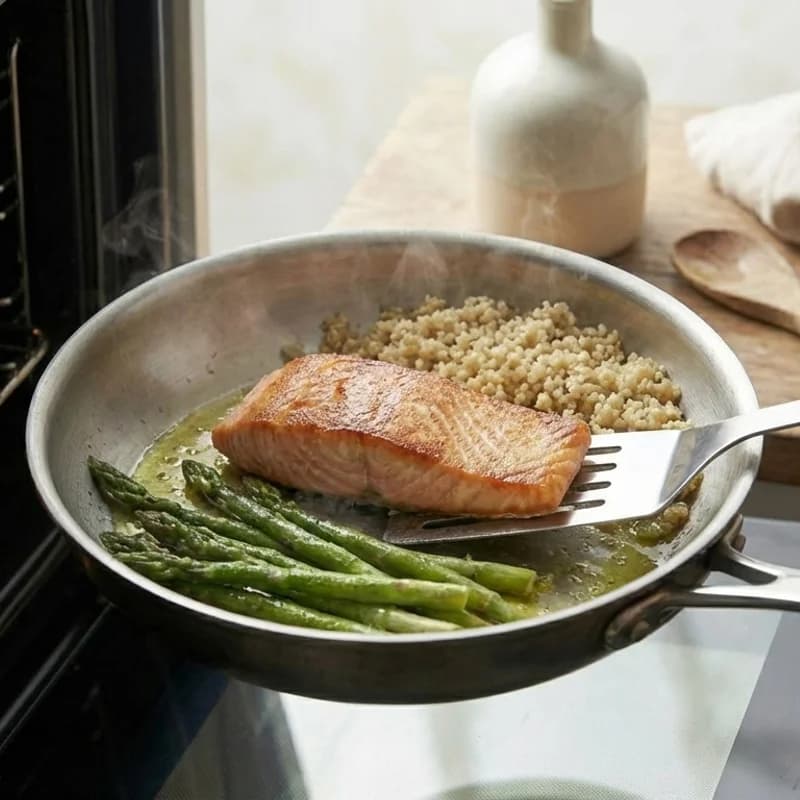 Step 6: Flip salmon and transfer skillet to oven. Bake for 5-7 minut