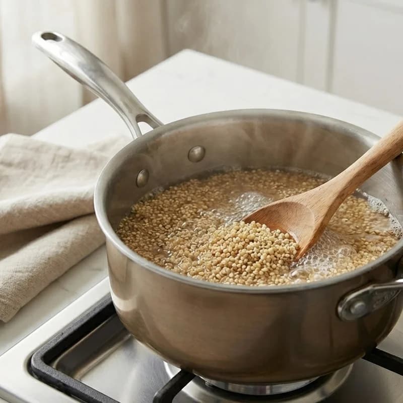 Step 1: Preheat oven to 375°F (190°C). Cook quinoa according to pack