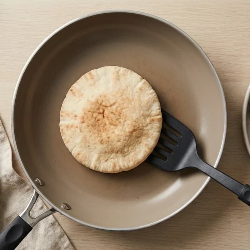 Step 1: Cut the pita bread in half to create two pockets, or warm wh