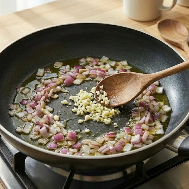 Step 3: Add minced garlic and cook for 30 seconds until fragrant.