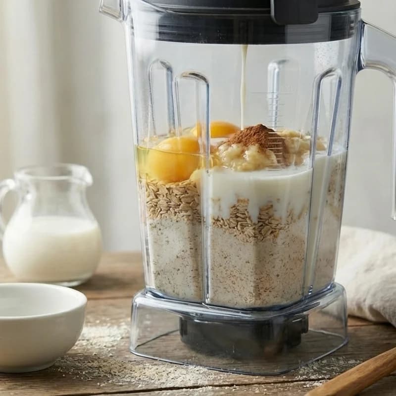 Step 2: Add mashed banana, eggs, milk, vanilla, and cinnamon to the 