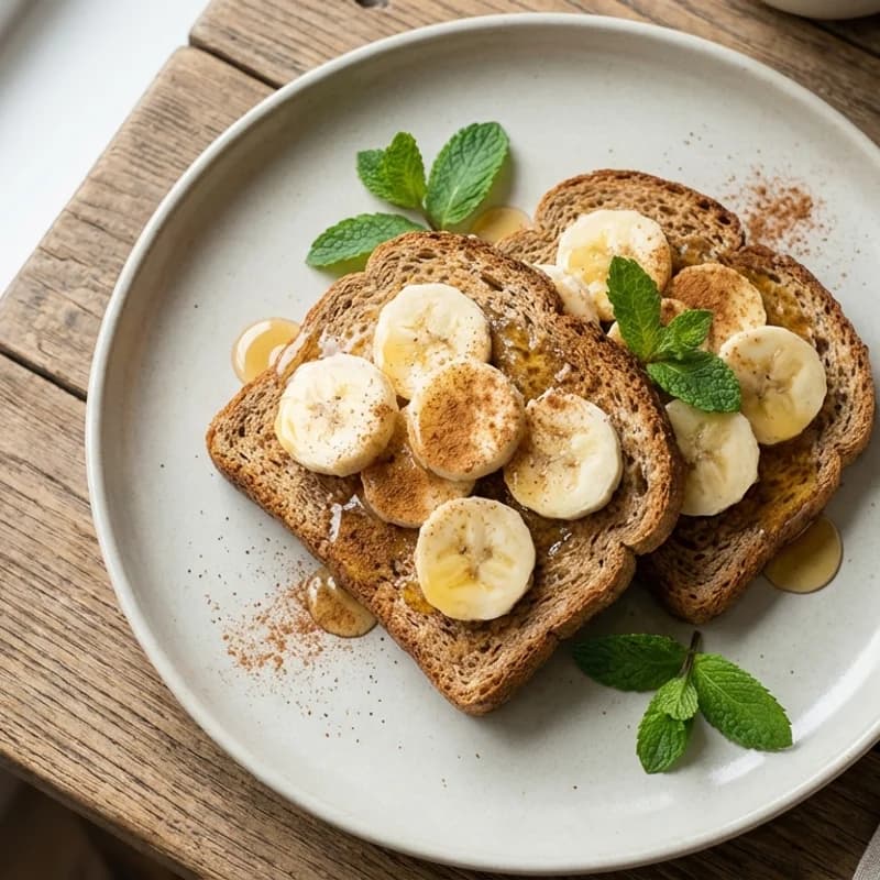 Whole Wheat Banana Toast (Pre-Workout) - Light toast with banana slices and honey for quick carbs before training.