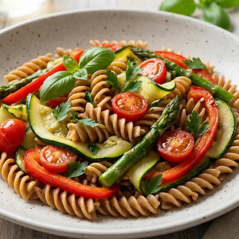 Whole Wheat Pasta Primavera - A colorful Italian classic featuring whole wheat pasta tossed with seasonal vege