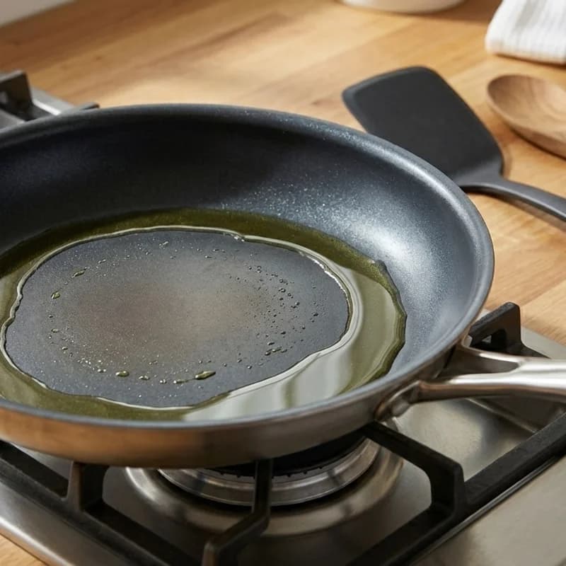 Step 1: Heat olive oil in a non-stick pan over medium-high heat.