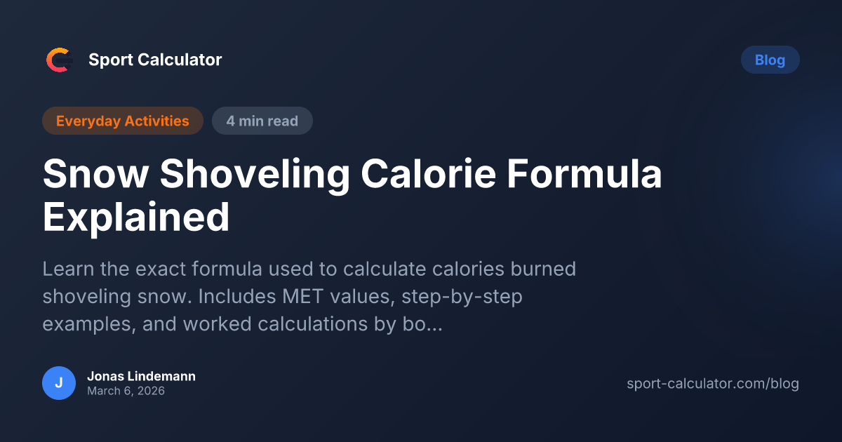 Snow Shoveling Calorie Formula Explained