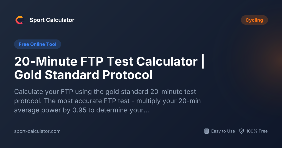 20-Minute FTP Test Calculator | Gold Standard Protocol | Free & Easy to Use